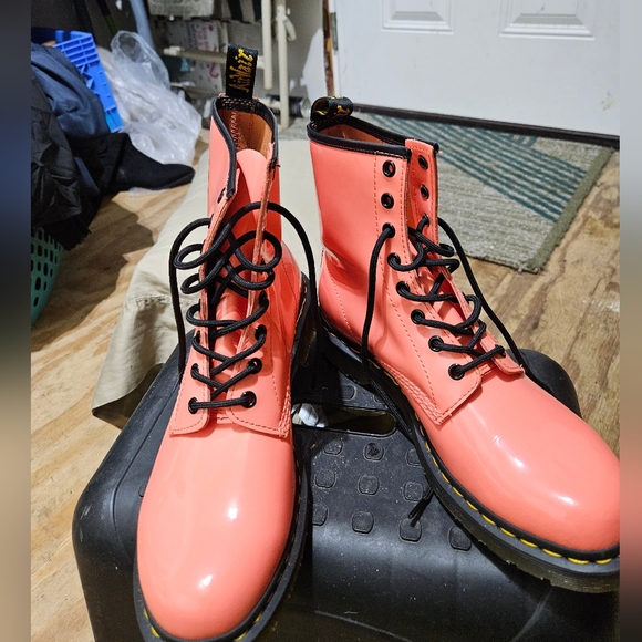 Dr. Martens Shoes - Dr. Martens 1460 Patent Leather Combat Boots in Pink